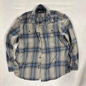 Carhartt Men's Loose Fit Heavyweight Flannel Long-Sleeve Plaid Shirt Size Large